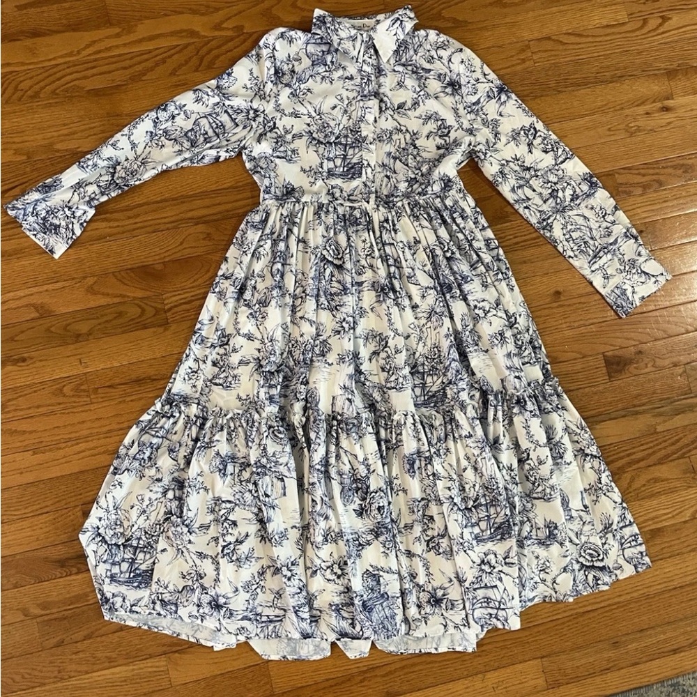 Dior Blue Floral Pattern Dress